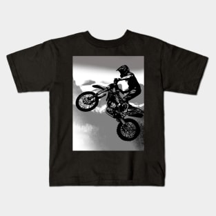 Mountain Biker - Three Sisters Mountains Motocross Rider Kids T-Shirt